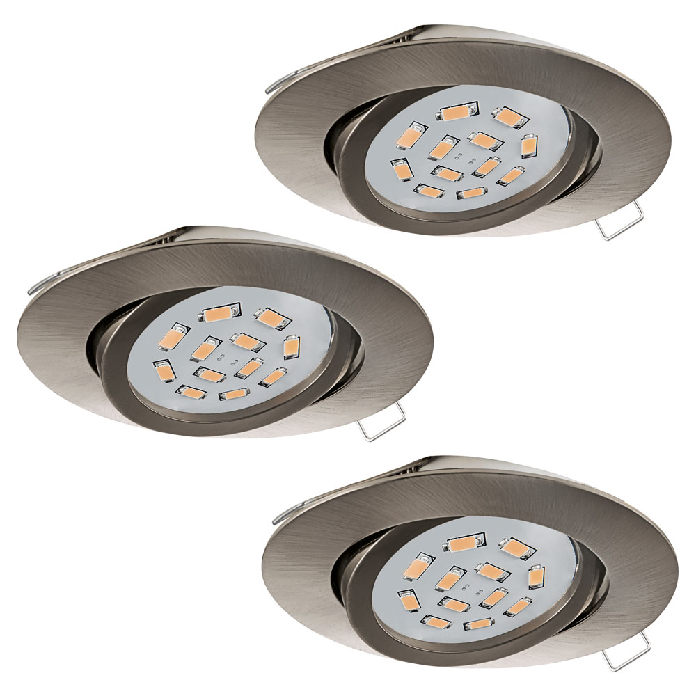 Spot incastrat TEDO, 31689, GU10-LED, 3X5W, Ø 80, Aluminiu turnat / Nichel satinat  (W220, TEDO, GU10-LED, 3X5W)