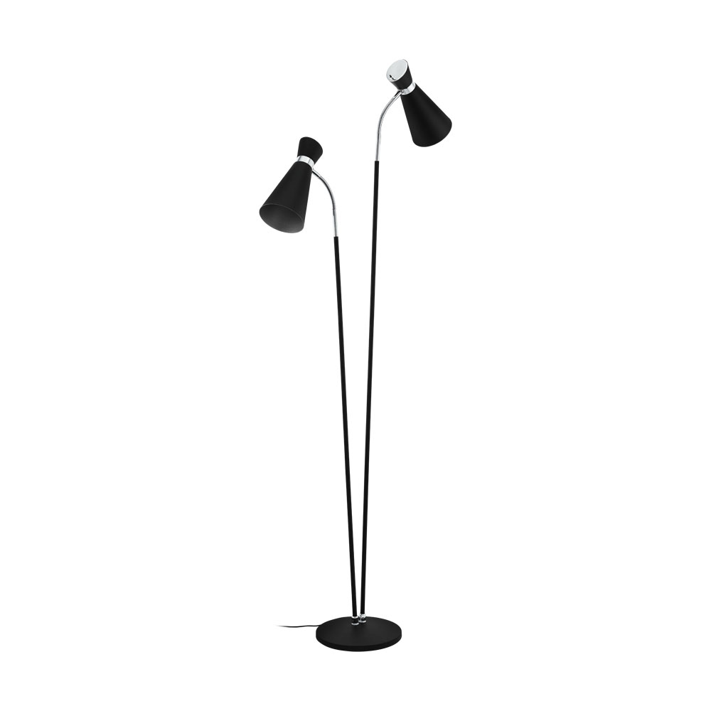 Lampadar SARDINARA, 39399, 2X40W, Metal, Negru, Crom, (W107, SARDINARA, E27, 2X40W)