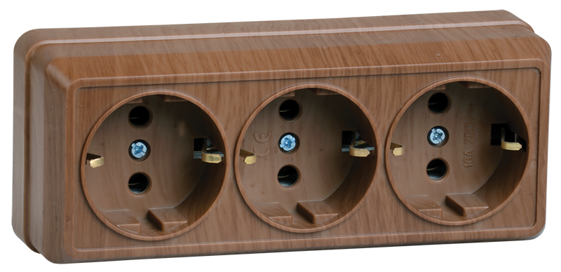 Power socket 3 plug  with P 16A RS23-3-OD OKTAVA oak