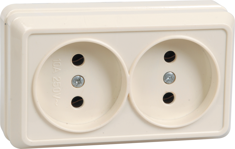 Power socket 2 plug  without P 10A RS22-2-OKm OKTAVA cream