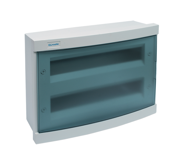 PLASTIC BOX - FLUSH MOUNTING 28 WAY-BLUE DOOR