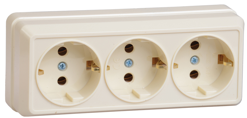 Power socket 3 plug  with P 16A RS23-3-OKm OKTAVA cream