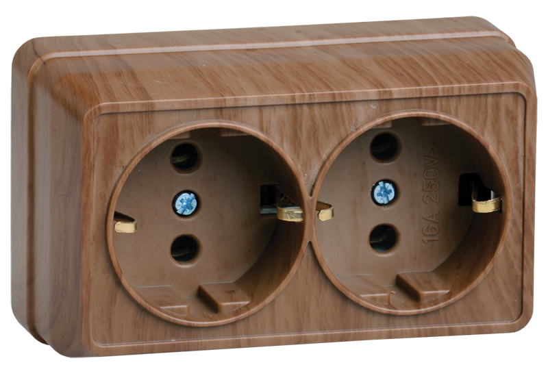 Power socket 2 plug  with P 16A RS22-3-OD OKTAVA oak