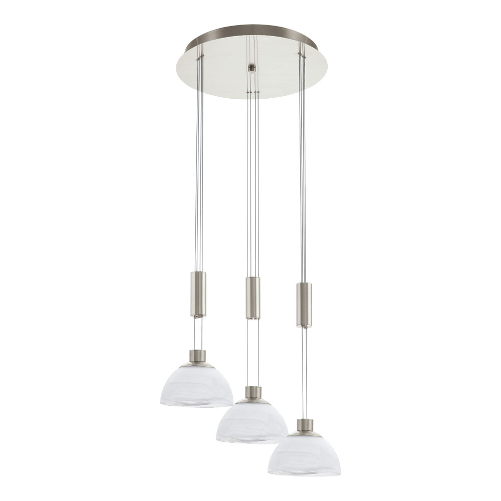 Pendul Montefio, 93467, Nichel Mat-Alabastru, Ø420, LED 3x6W, 3x460lm (W120, MONTEFIO, LED, 3X6W)