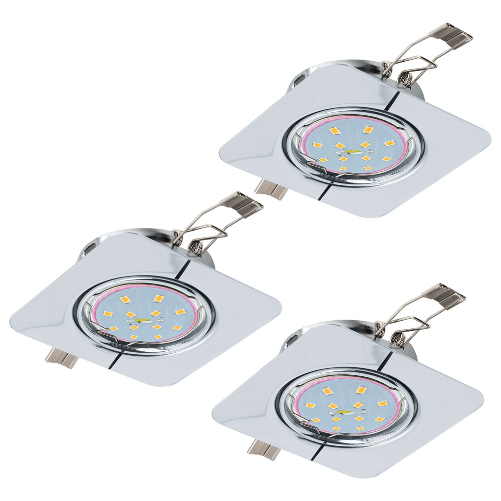 Spot incastrat PENETO, 94267, GU10-LED, 3X5W, L 87, l 87, Otel / Crom (W220, PENETO, GU10-LED, 3X5W)