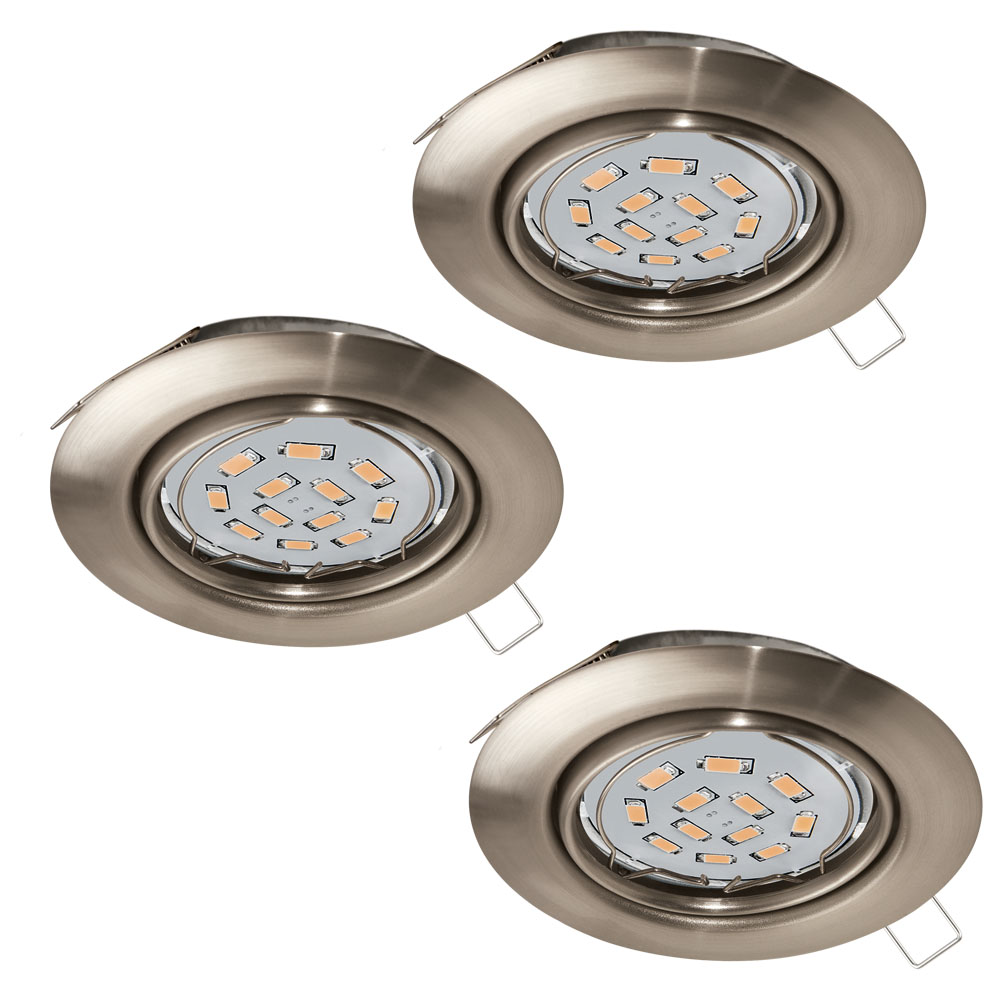 Spot incastrat PENETO, 94408, GU10-LED, 3X5W, Ø 87, Otel / Nichel satinat (W220, PENETO, GU10-LED, 3X5W)