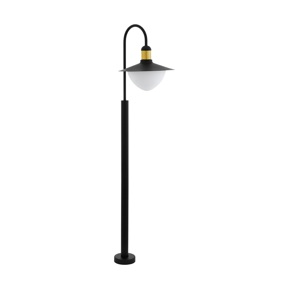 Lampadar Exterior SIRMIONE, 97287, E27, 60W, Otel zincat / Negru / gold, L 340, B 270, H 1200, Base: Ø 110 (W380, SIRMIONE, E27, 1X60W)