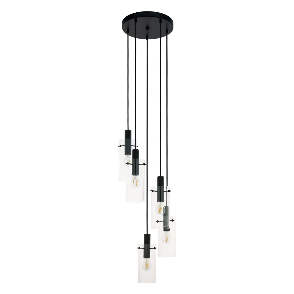 Pendul EGLO Montefino, 97368, E27 5x60W, Negru (W120, MONTEFINO, E27, 5X60W)