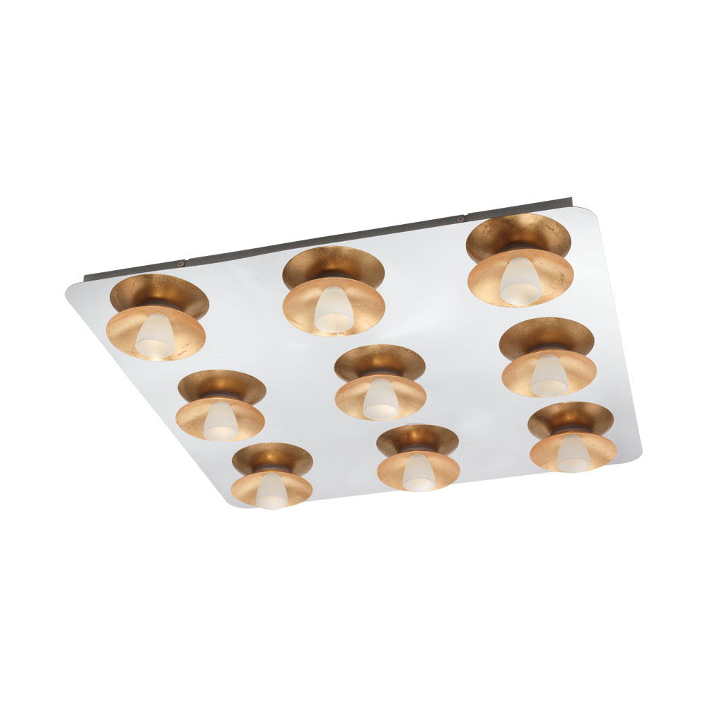 Plafoniera TORANO LED, 97525, Metal, Crom, Auriu, 9X5,4W, 4590 lumeni, 3000 K Calda (W180, TORANO, LED, 9X5,4W)