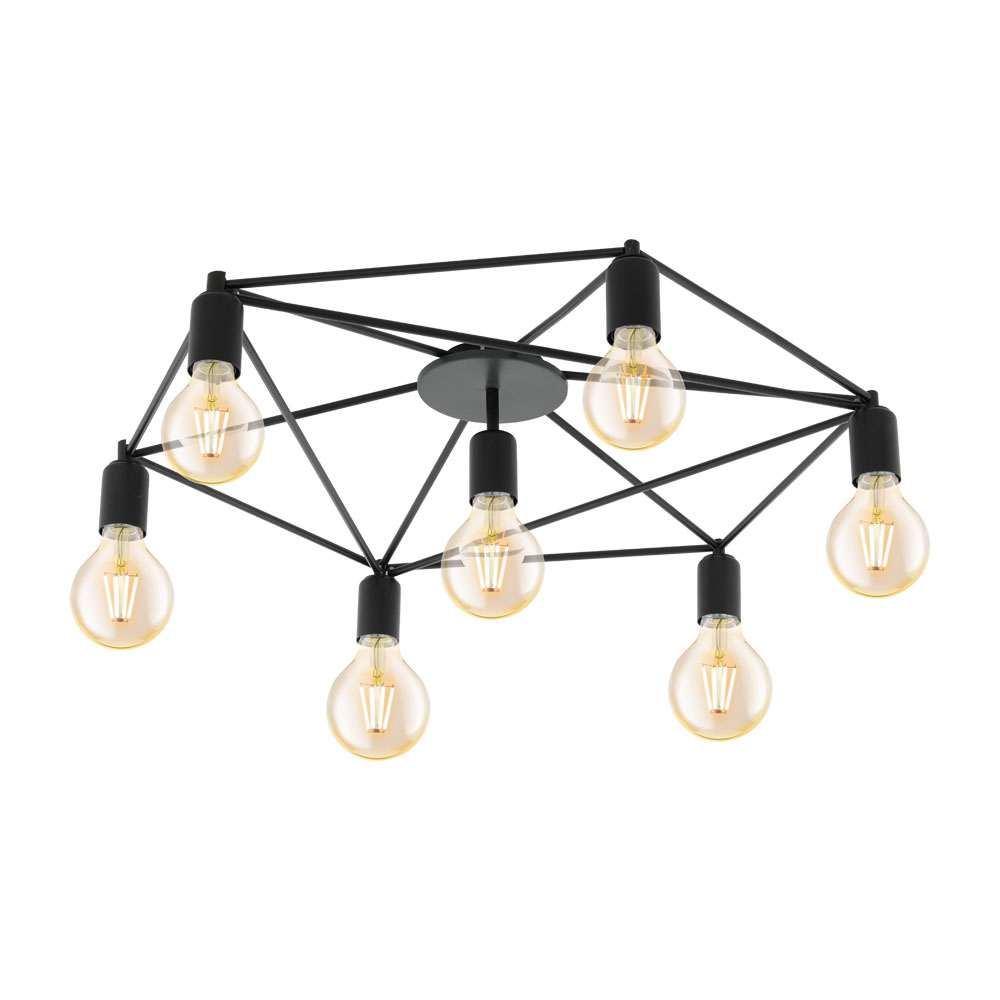 Plafoniera STAITI E27, 97904, Metal, Negru, 7X60W   (W180, STAITI, E27, 7X60W)