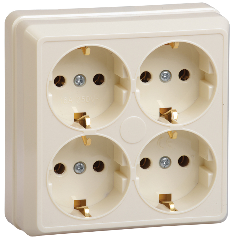 Power socket 4 plug  with P 16A RS24-3-OKm OKTAVA cream