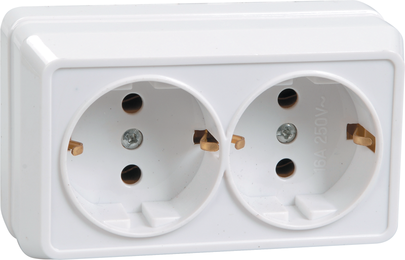 Power socket 2 plug  with P 16A RS22-3-OB OKTAVA white