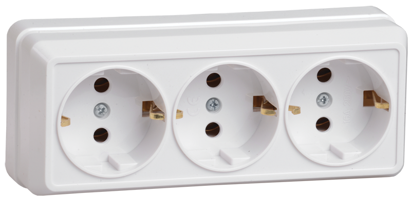 Power socket 3 plug  with P 16A RS23-3-OB OKTAVA white