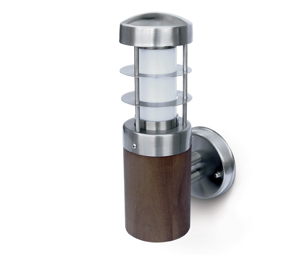 Pino-I-WL-R 15W E27, 100-240V, IP44, Teak + stainless steel