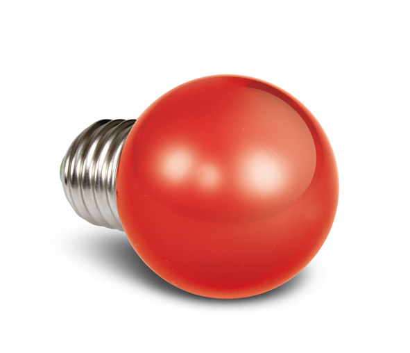 9G01/R/E, RED LED BALL LAMP 0,5w E27 230v