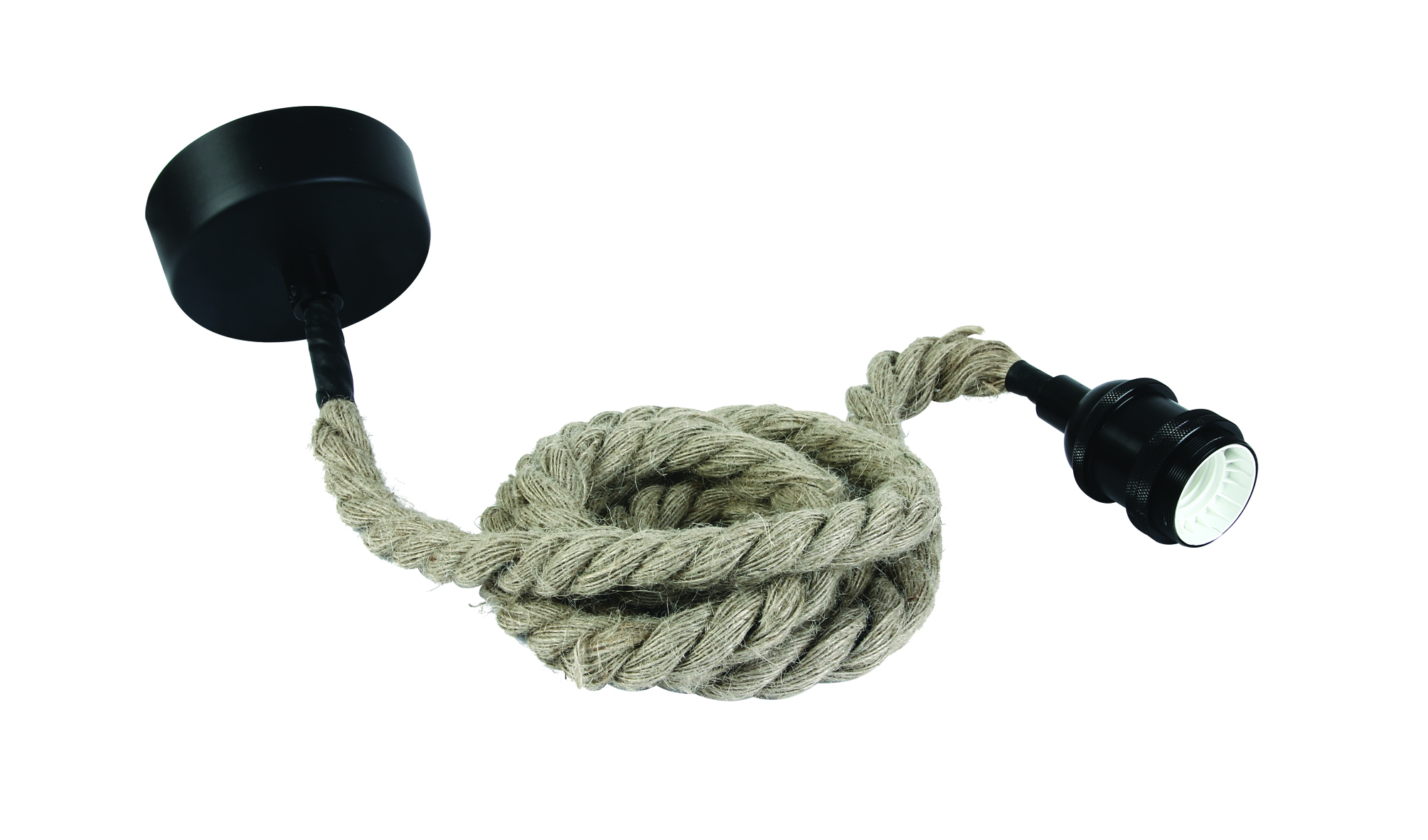 Rope Line II pendant lamp, E27, l=2m, black