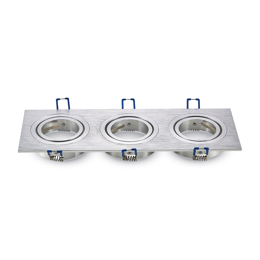 Recessed spot 3xGU10 square, brushed aluminium