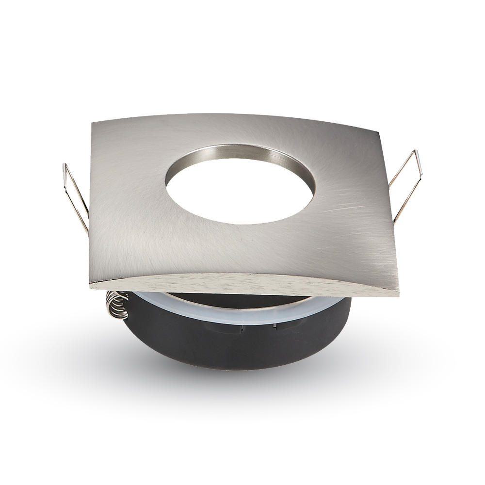 Recessed spot GU10 square IP54, satin nickel