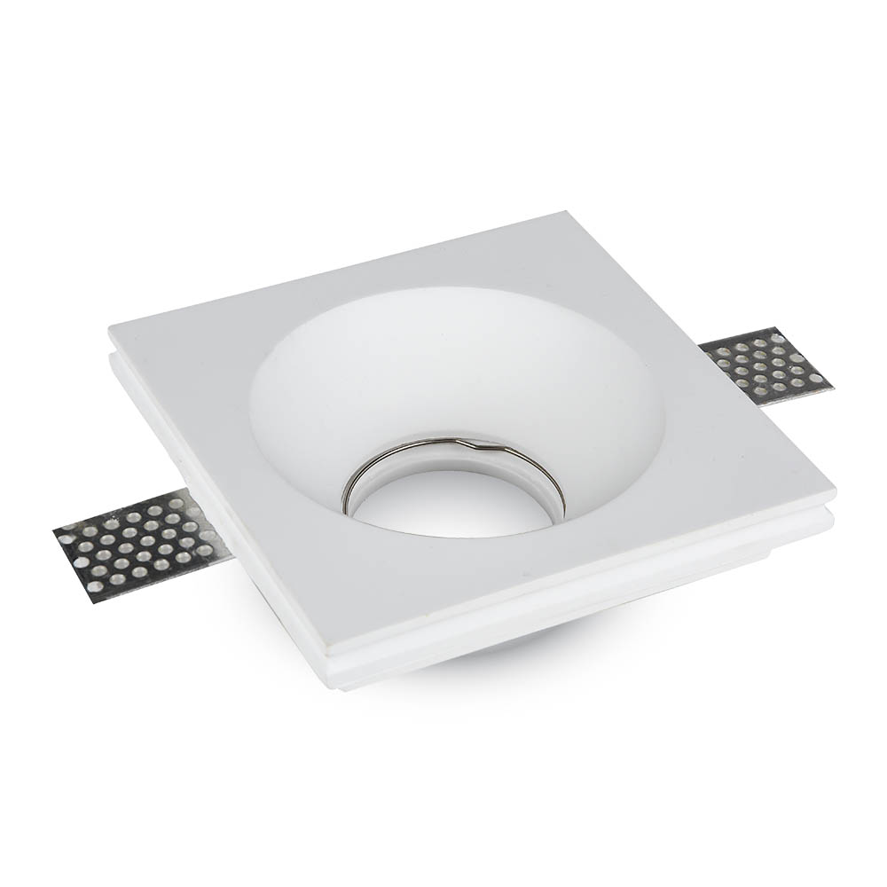 Recessed spot GU10 square, plaster, white, 123x123mm