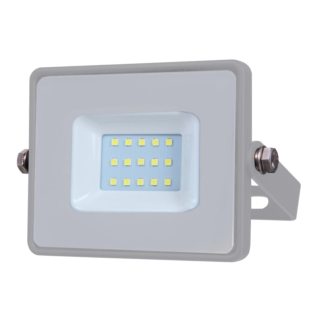 LED Floodlight 10W 800lm 6400K 220-240V IP65 100° grey