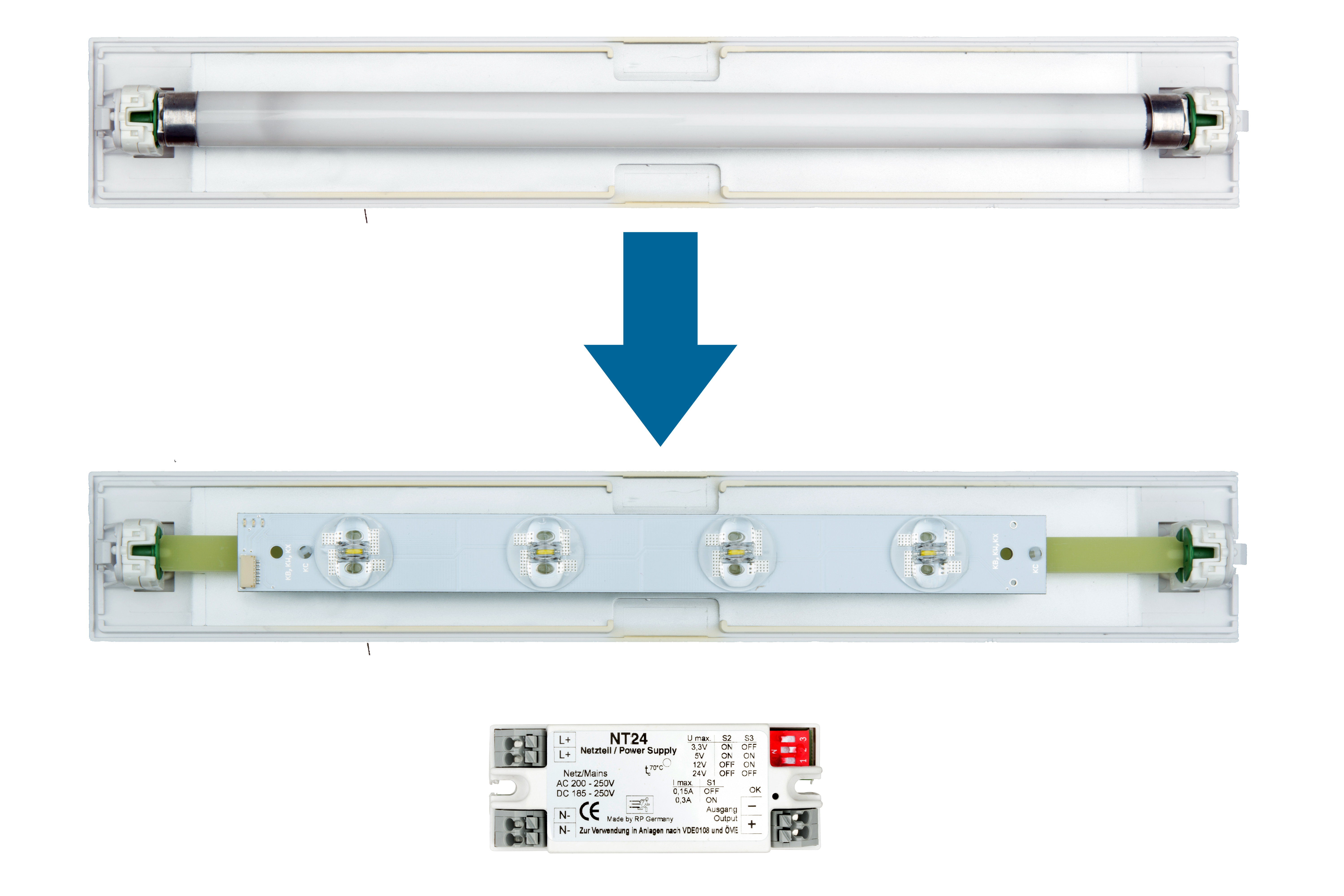 Set 4x1W ERT LED Strip cross + NT24 + holder for retrofit
