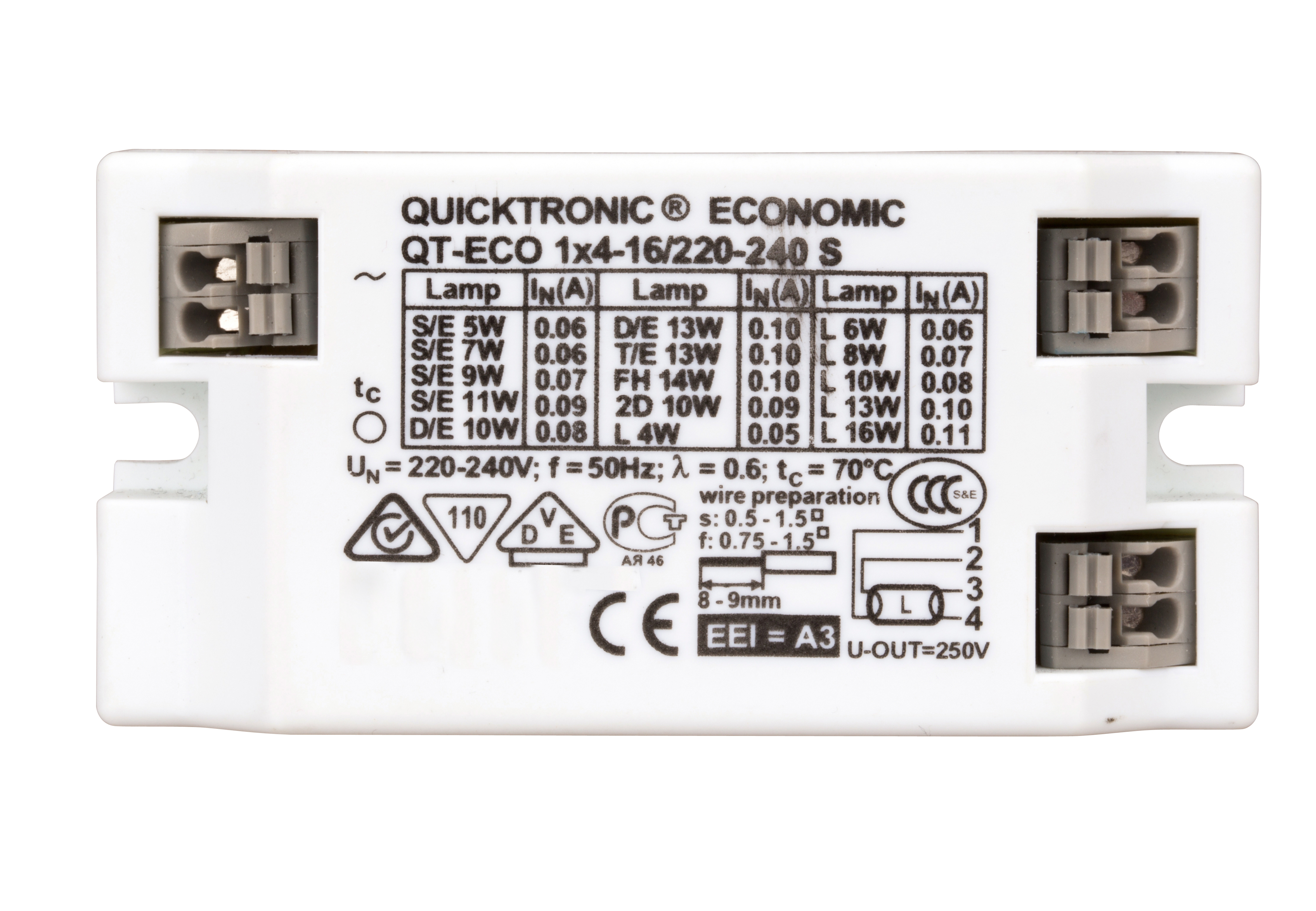 Electronic ballast 6,5-16W / 230V AC/DC