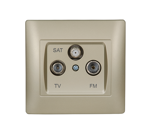 ELMARK RHYME TV+FM+SAT SOCKET CHAMPAGNE METALLIC