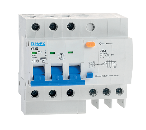 COMB. RESIDUAL CURRENT DEVICE JEL6 C10 3P 10A/300m