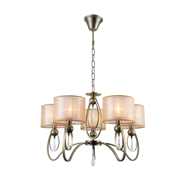 MERY CHANDELIER 5XE27 ANTIQUE BRASS D700X520mm