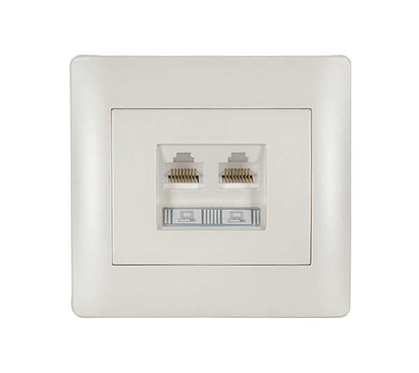 ELMARK RHYME COMPUTER SOCKET (DOUBLE) WHITE METALL