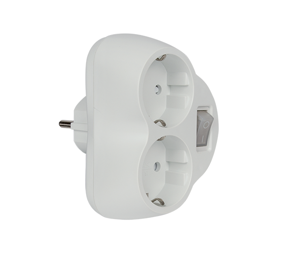 ADAPTOR DOUBLE WITH KEY WHITE