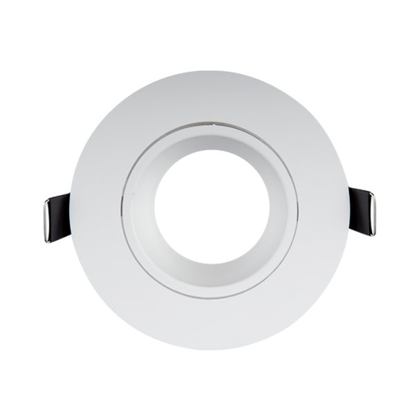 Round, plastic downlight white 93x93 met. Ring