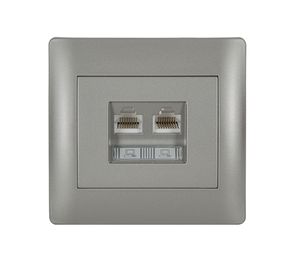 ELMARK RHYME COMPUTER SOCKET (DOUBLE) GREY METALLI