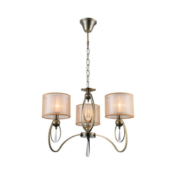 MERY CHANDELIER 3XE27 ANTIQUE BRASS D600X480mm